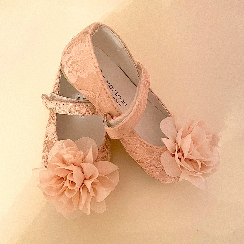 Monsoon Toddler Baby Girl Lace Rose Shoes US 5